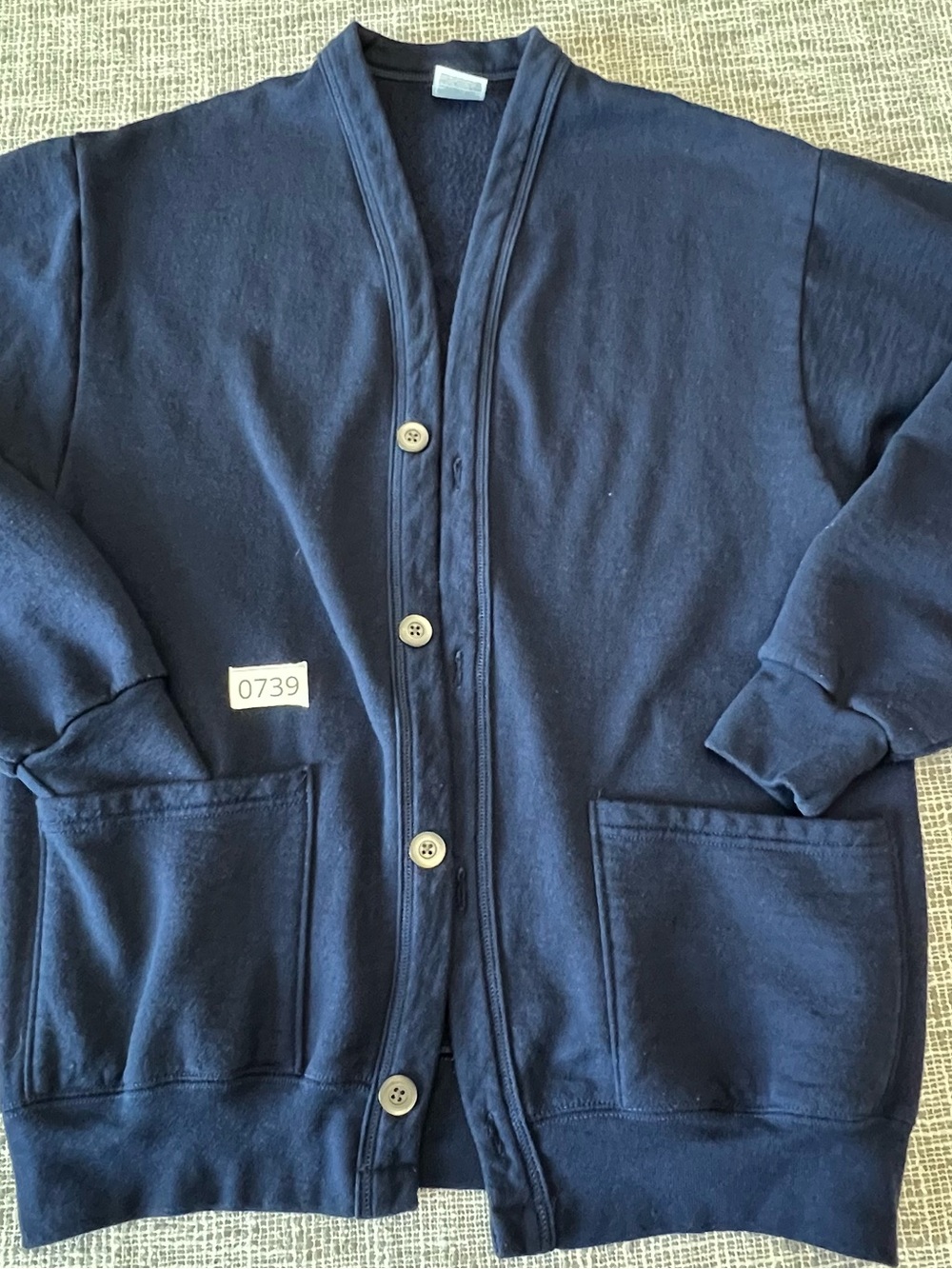 Jerzees Navy Blue Women's Button-Front Cardigan Sweater